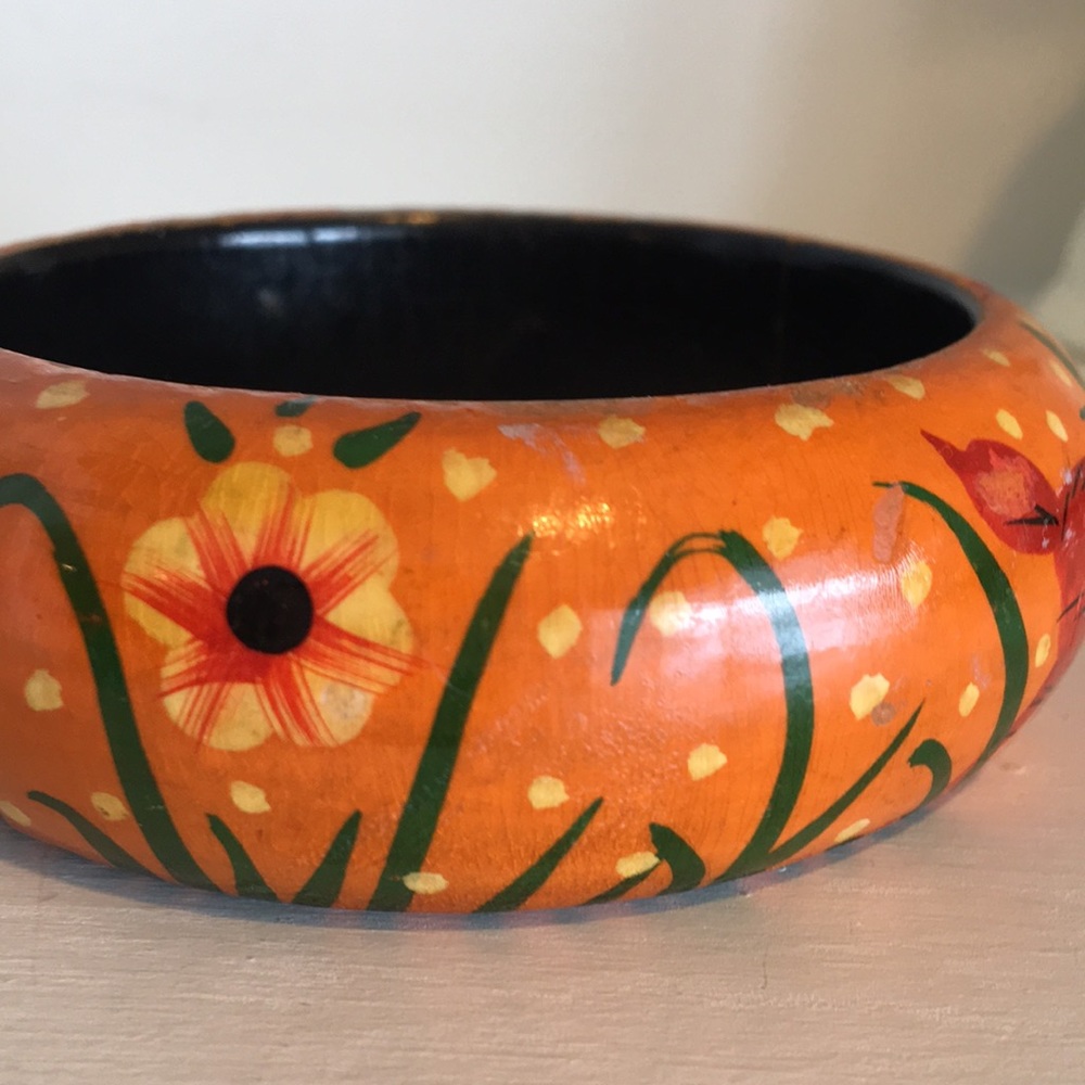 Vintage Handpainted wood bangle